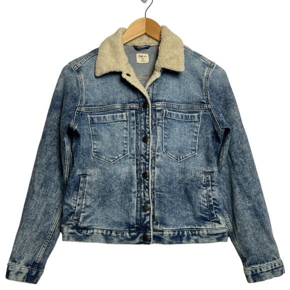 GAP Jackets & Blazers - Gap 1969 Jean jacket Sherpa Collar Indigo Medium